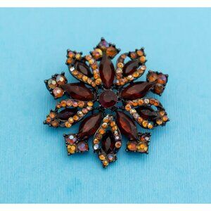 Vintage Art Deco Orange Flower Brooch - N21